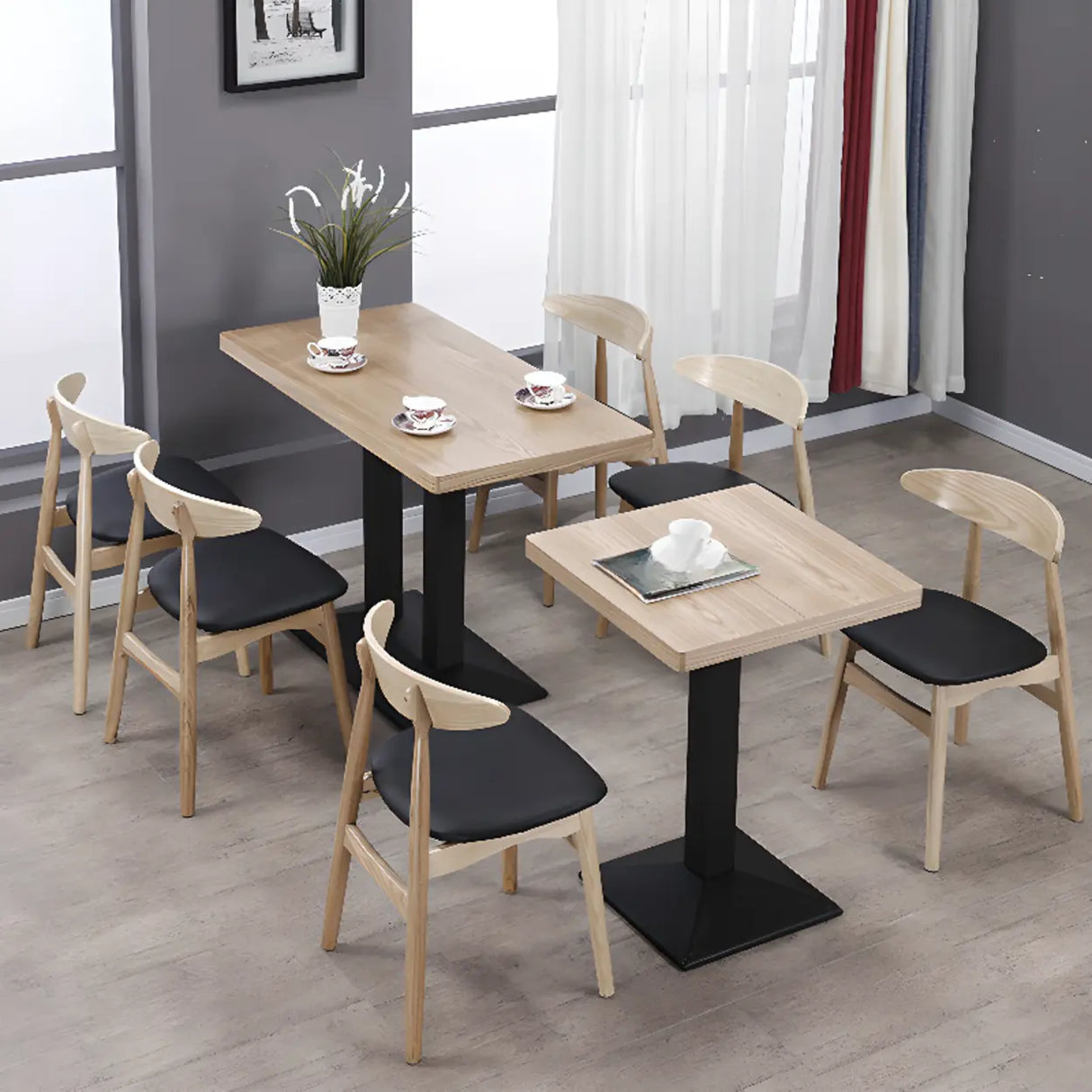 Open Back Wooden Armless Upholstered Dining Chairs Image - 8