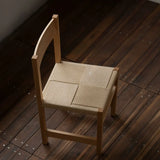 Open Braided Rope Seat Rectangle Wood Dining Chair Image - 3