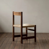 Open Braided Rope Seat Rectangle Wood Dining Chair Image - 4