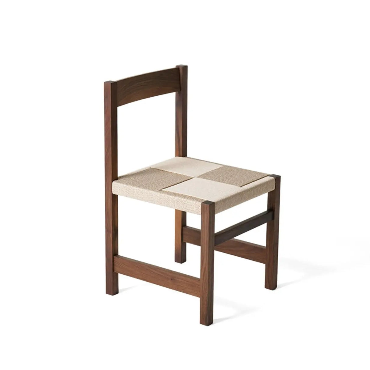 Open Braided Rope Seat Rectangle Wood Dining Chair Image - 5