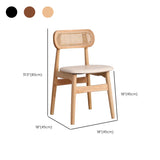 Open Cane Back Faux Leather Seating Wood Dining Chairs #size