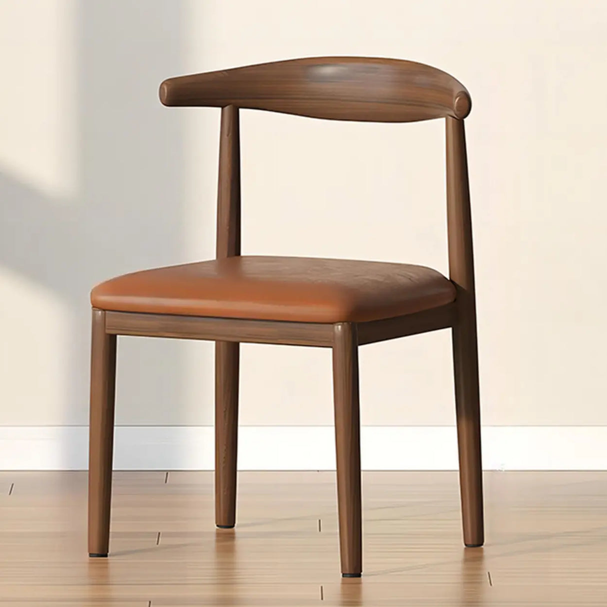 Open Curved Back Cotton Upholstery Side Dining Chair Image - 10