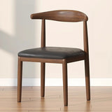 Open Curved Back Cotton Upholstery Side Dining Chair Image - 11