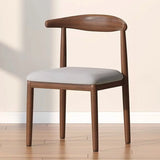 Open Curved Back Cotton Upholstery Side Dining Chair Image - 13