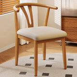 Open Curved Back Cotton Upholstery Side Dining Chair Image - 14