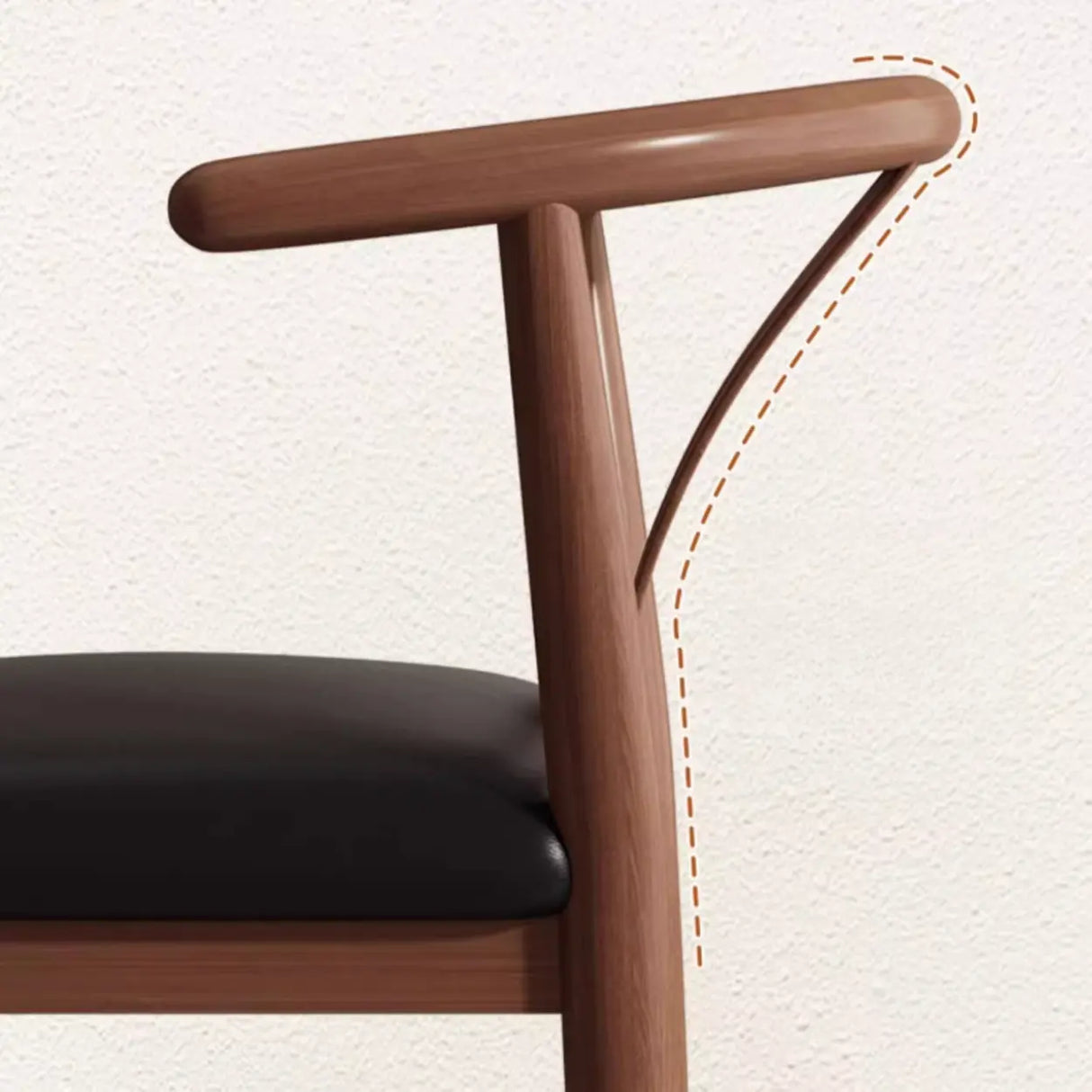 Open Curved Back Cotton Upholstery Side Dining Chair Image - 22
