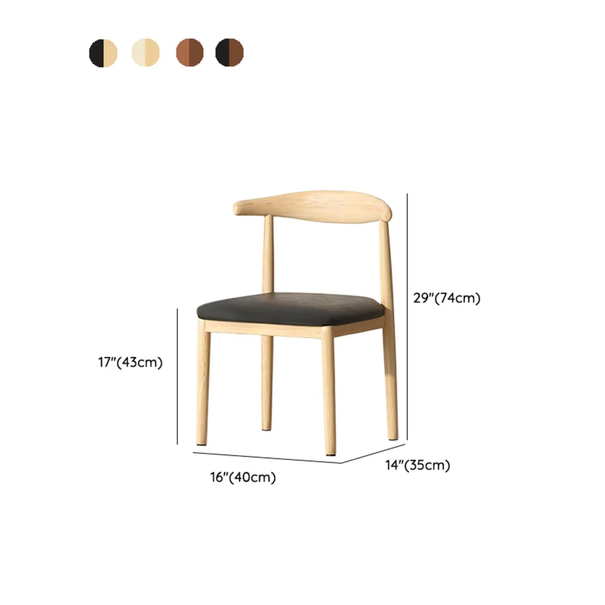 Open Curved Back Cotton Upholstery Side Dining Chair Image - 25