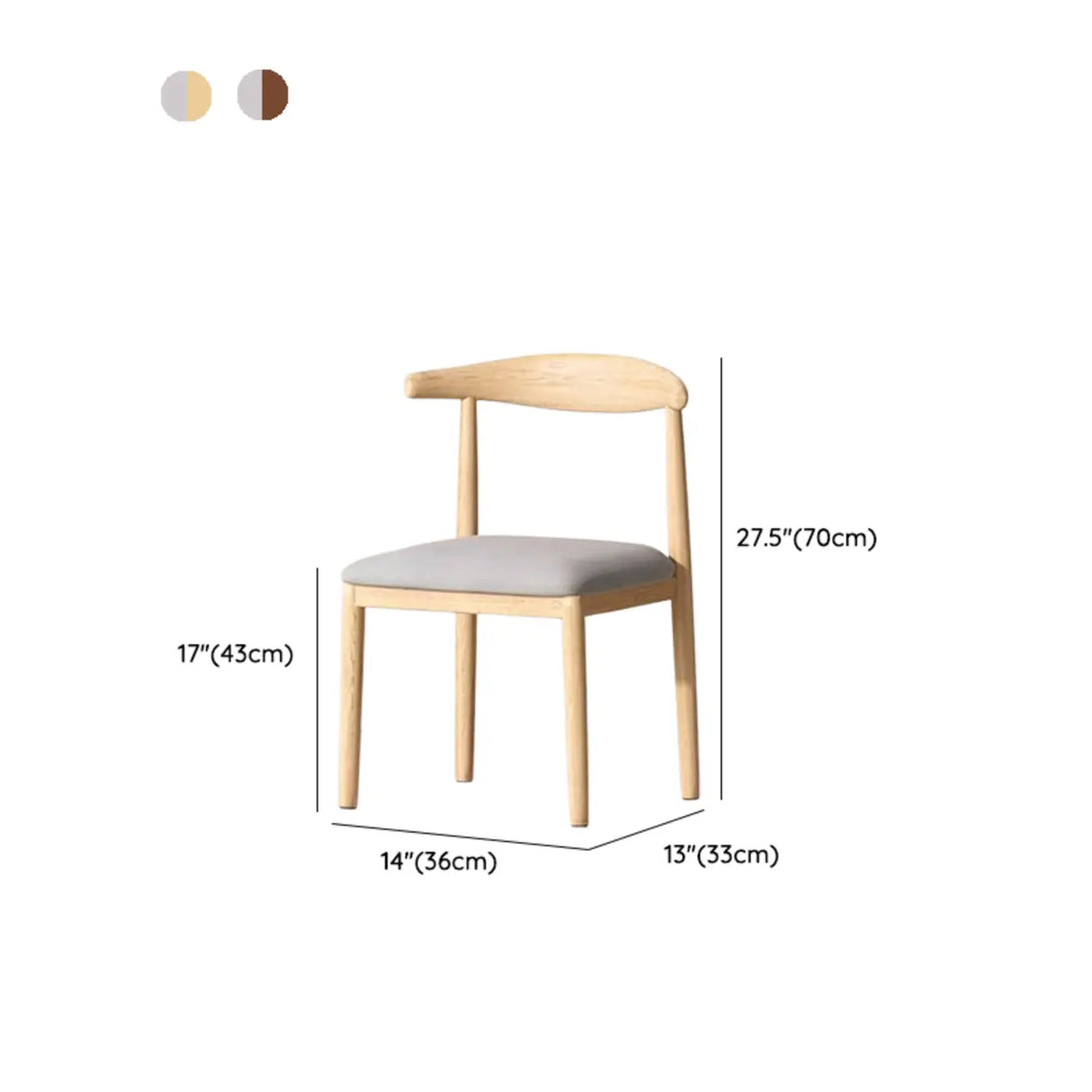 Open Curved Back Cotton Upholstery Side Dining Chair Image - 27