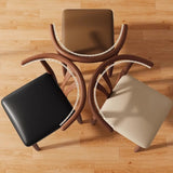Open Curved Back Cotton Upholstery Side Dining Chair Image - 2