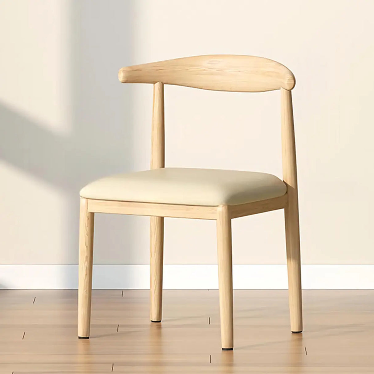 Open Curved Back Cotton Upholstery Side Dining Chair Image - 3