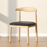 Open Curved Back Cotton Upholstery Side Dining Chair Image - 4