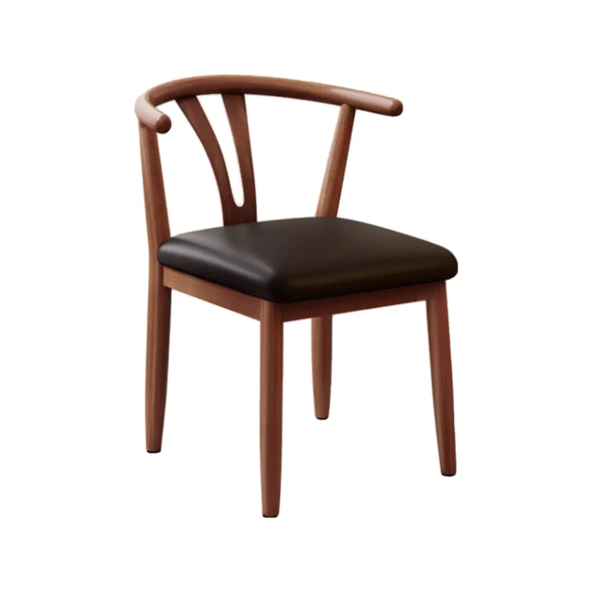 Open Curved Back Cotton Upholstery Side Dining Chair Image - 5