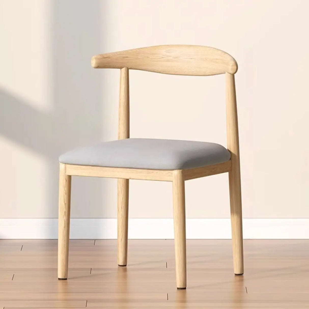 Open Curved Back Cotton Upholstery Side Dining Chair Image - 9