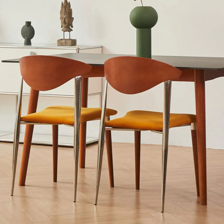 Open Curved Back Upholstered Wood Dining Chair Cherry Image - 1