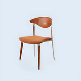 Open Curved Back Upholstered Wood Dining Chair Cherry Image - 3
