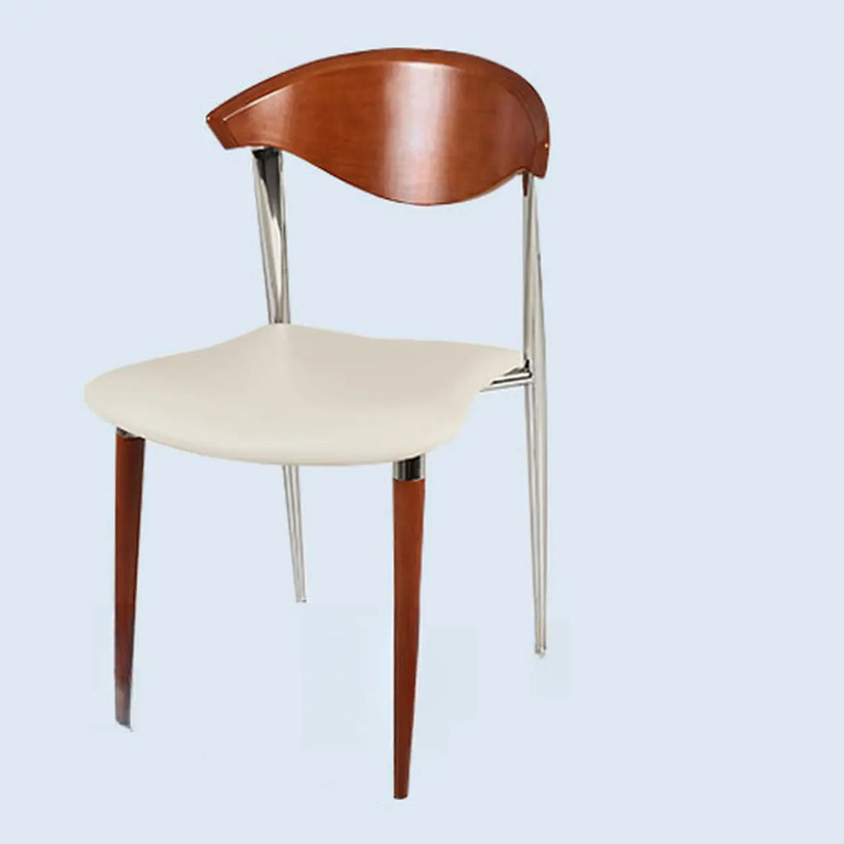 Open Curved Back Upholstered Wood Dining Chair Cherry Image - 5