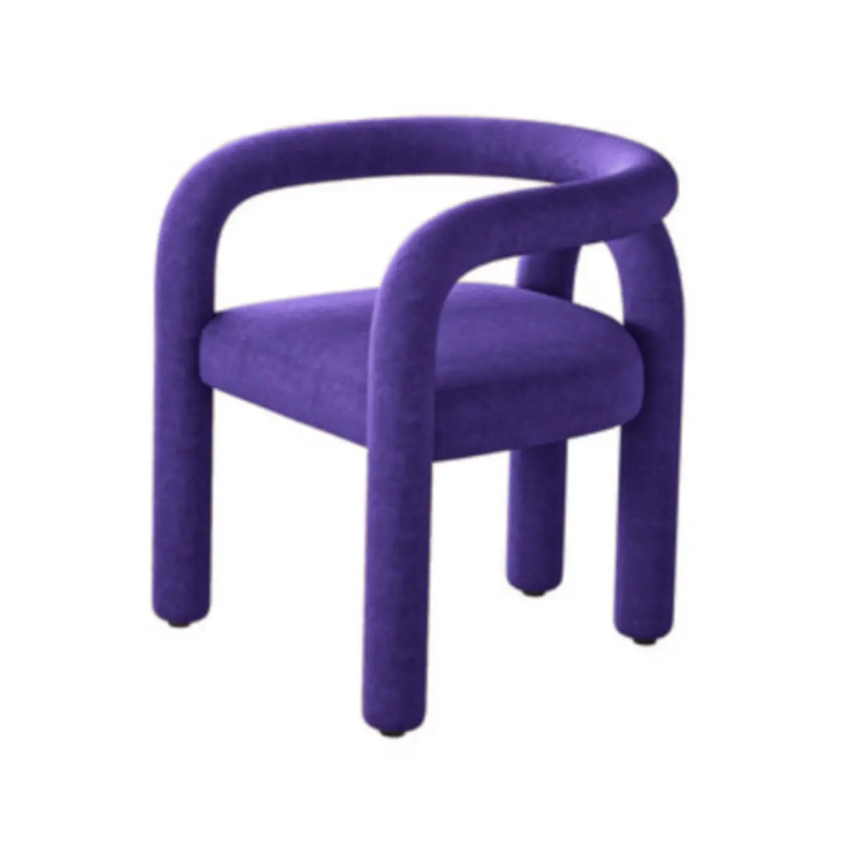 Open Curved Slat Back Upholstered Arm Dining Chair Image - 11