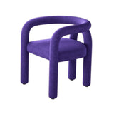 Open Curved Slat Back Upholstered Arm Dining Chair Image - 11