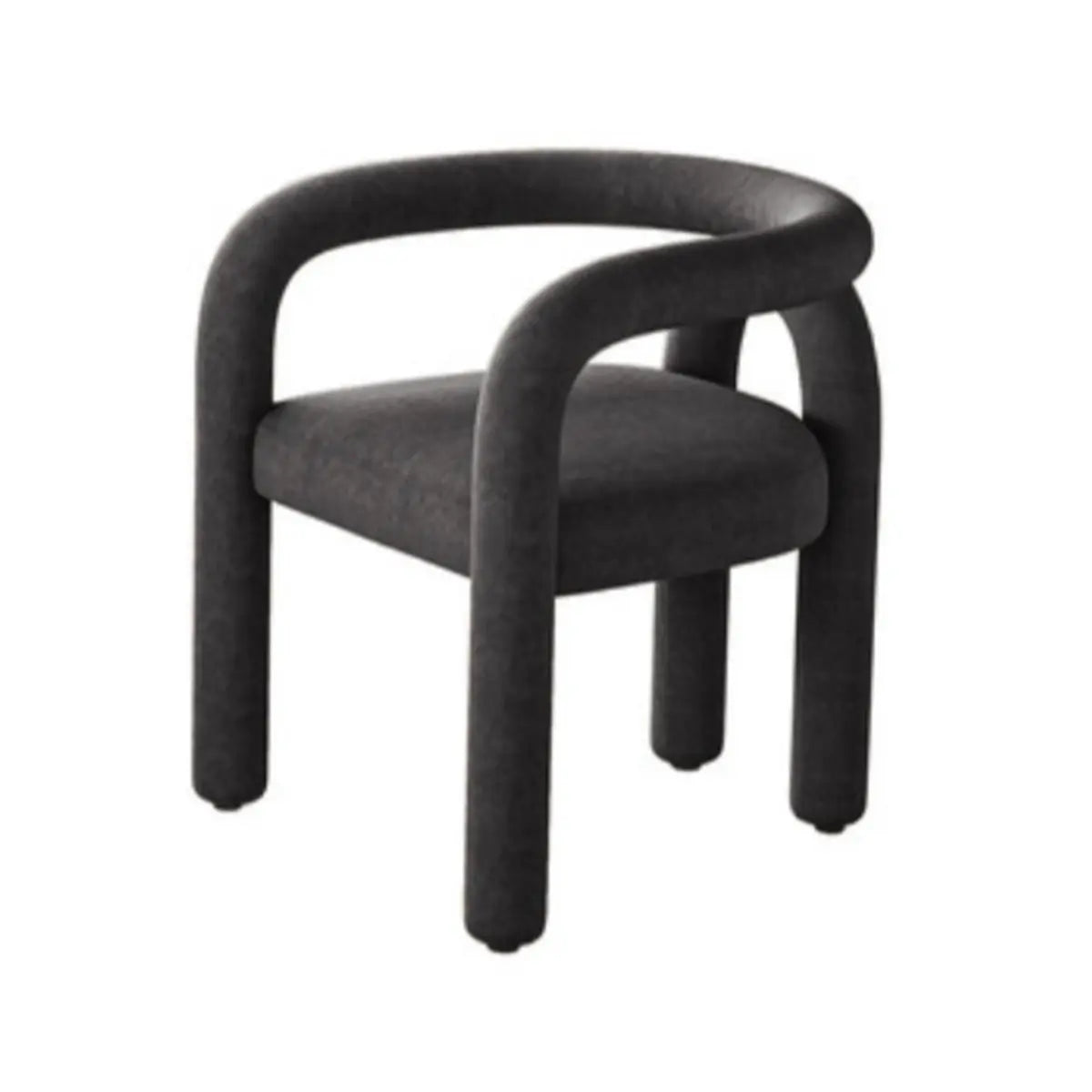 Open Curved Slat Back Upholstered Arm Dining Chair Image - 12