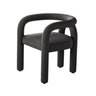 Open Curved Slat Back Upholstered Arm Dining Chair Image - 12