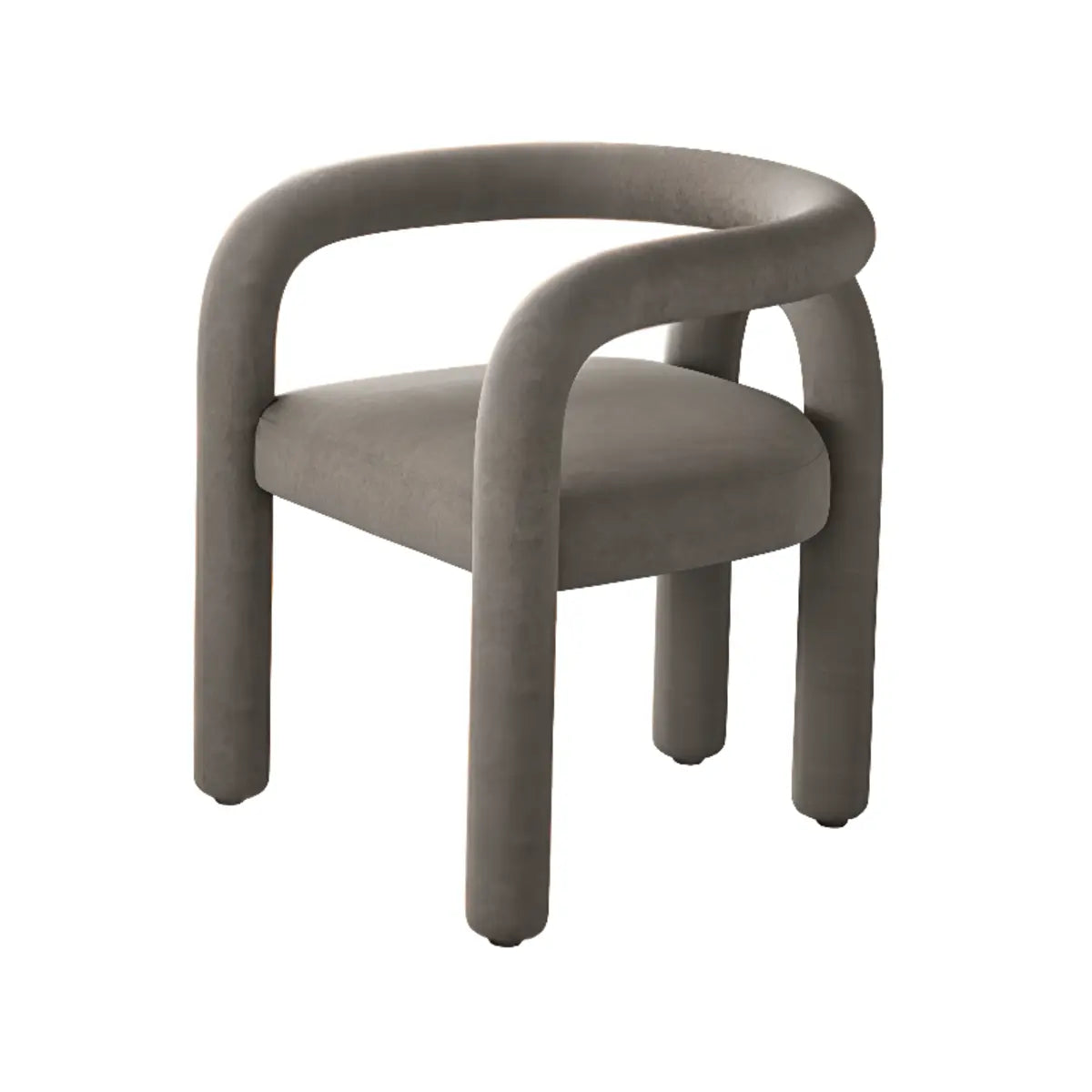 Open Curved Slat Back Upholstered Arm Dining Chair Image - 13
