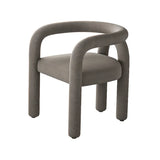 Open Curved Slat Back Upholstered Arm Dining Chair Image - 13