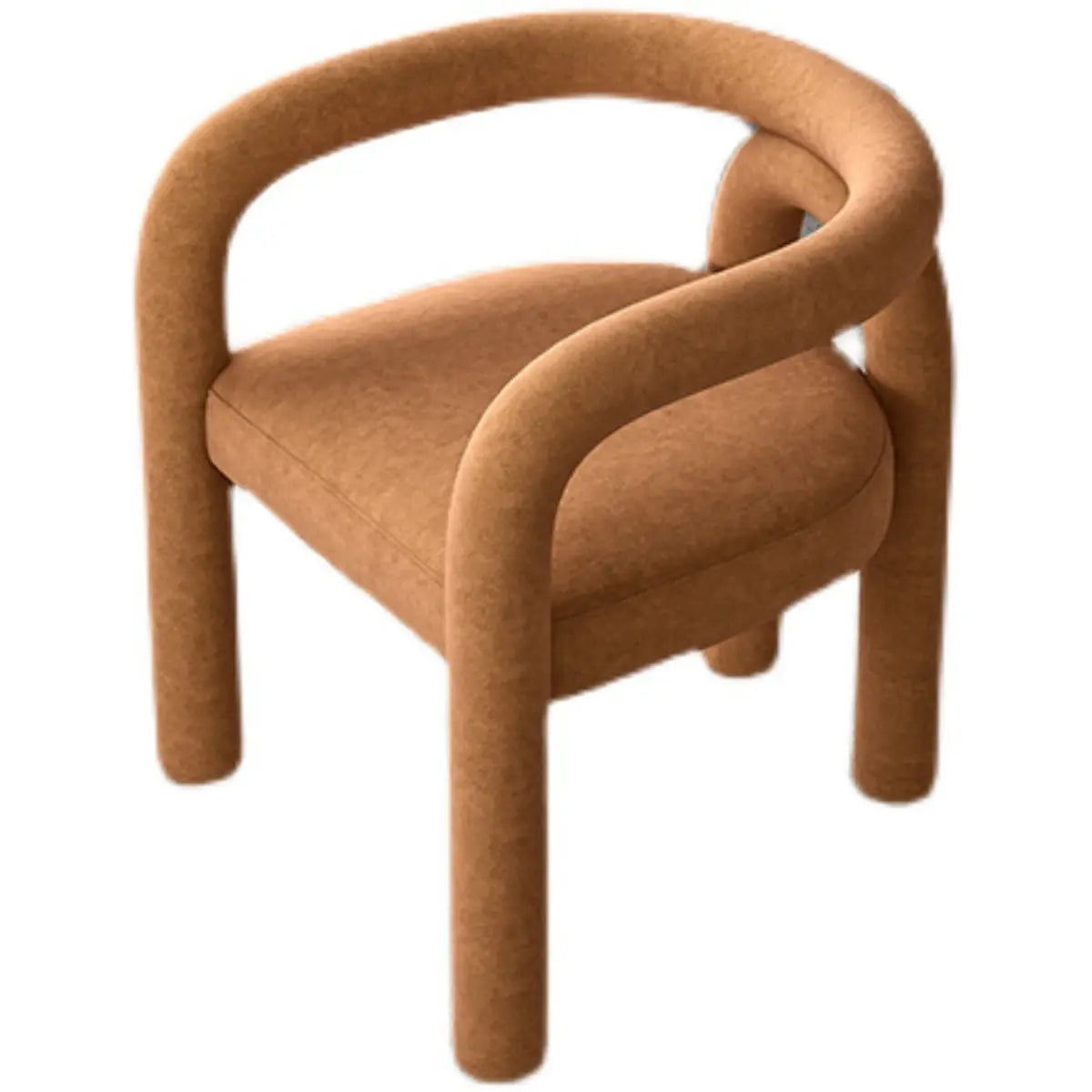 Open Curved Slat Back Upholstered Arm Dining Chair Image - 5