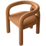 Open Curved Slat Back Upholstered Arm Dining Chair Image - 5