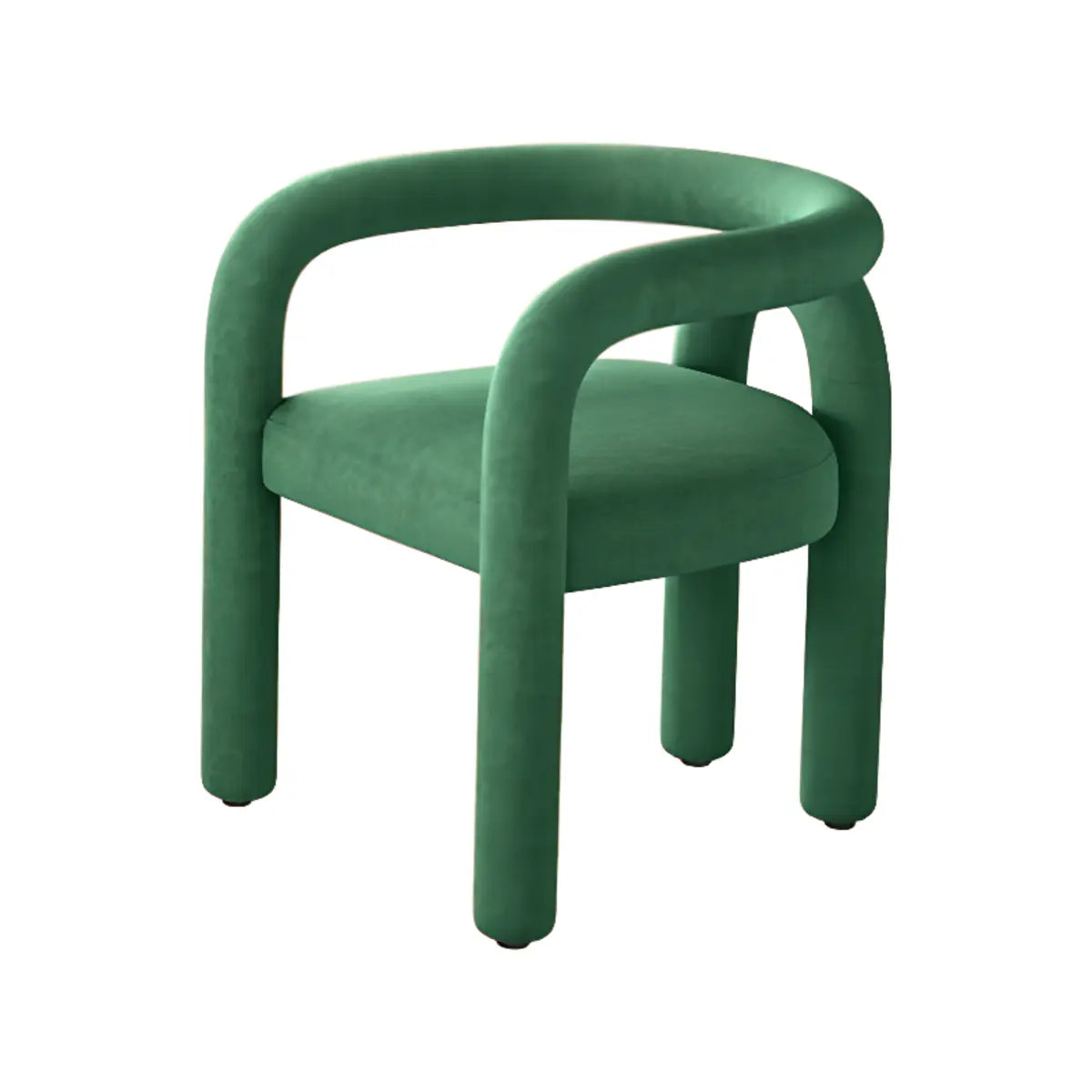 Open Curved Slat Back Upholstered Arm Dining Chair Image - 7