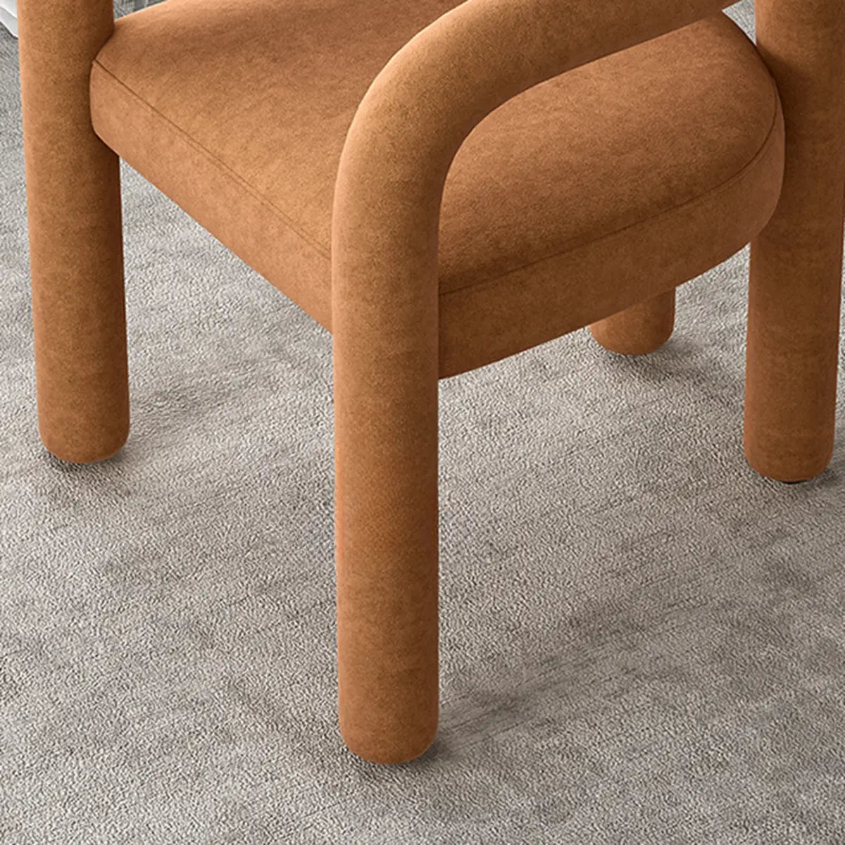 Open Curved Slat Back Upholstered Arm Dining Chair Image - 8