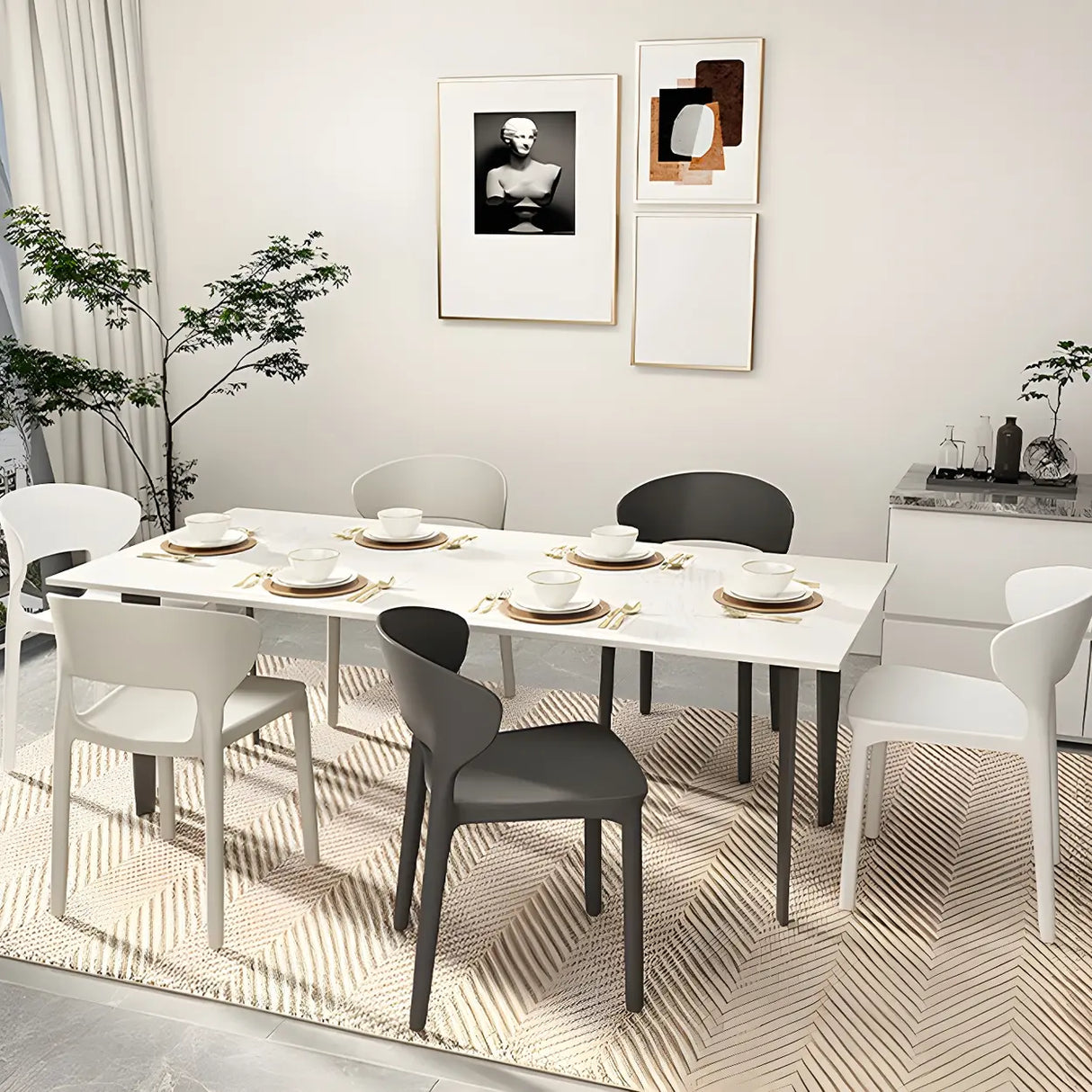 Open Low Back Armless Dining Side Chair in Multi-Color Image - 7