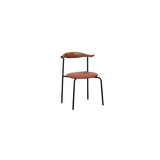 Open Low Back Faux Leather Steel Dining Side Chair Image - 12