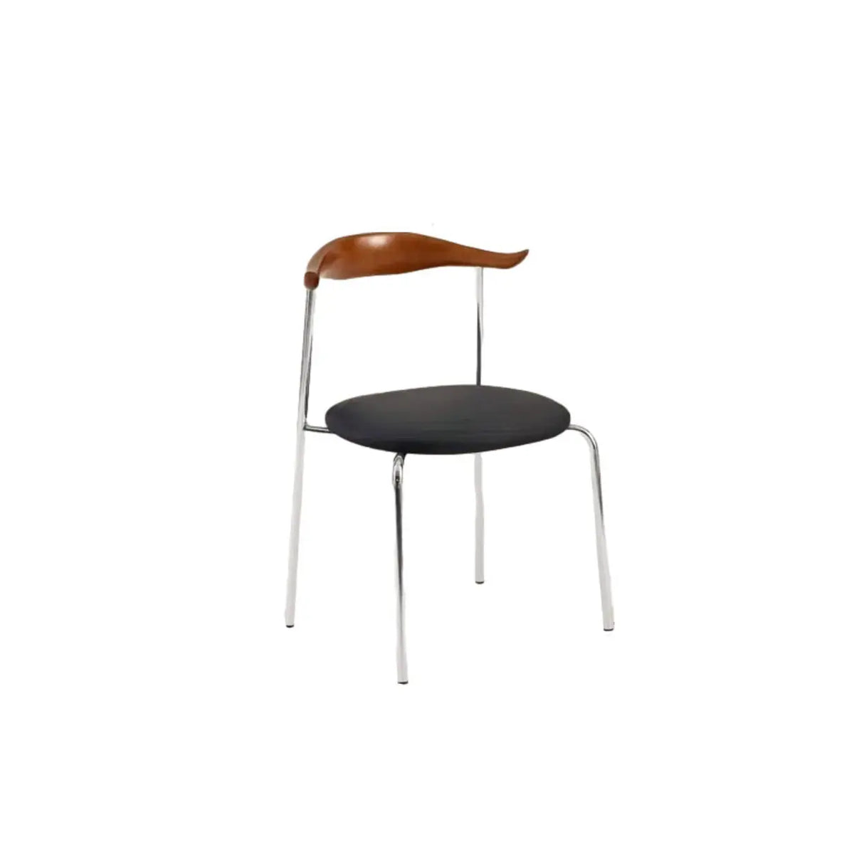 Open Low Back Faux Leather Steel Dining Side Chair Image - 21