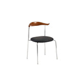 Open Low Back Faux Leather Steel Dining Side Chair Image - 21