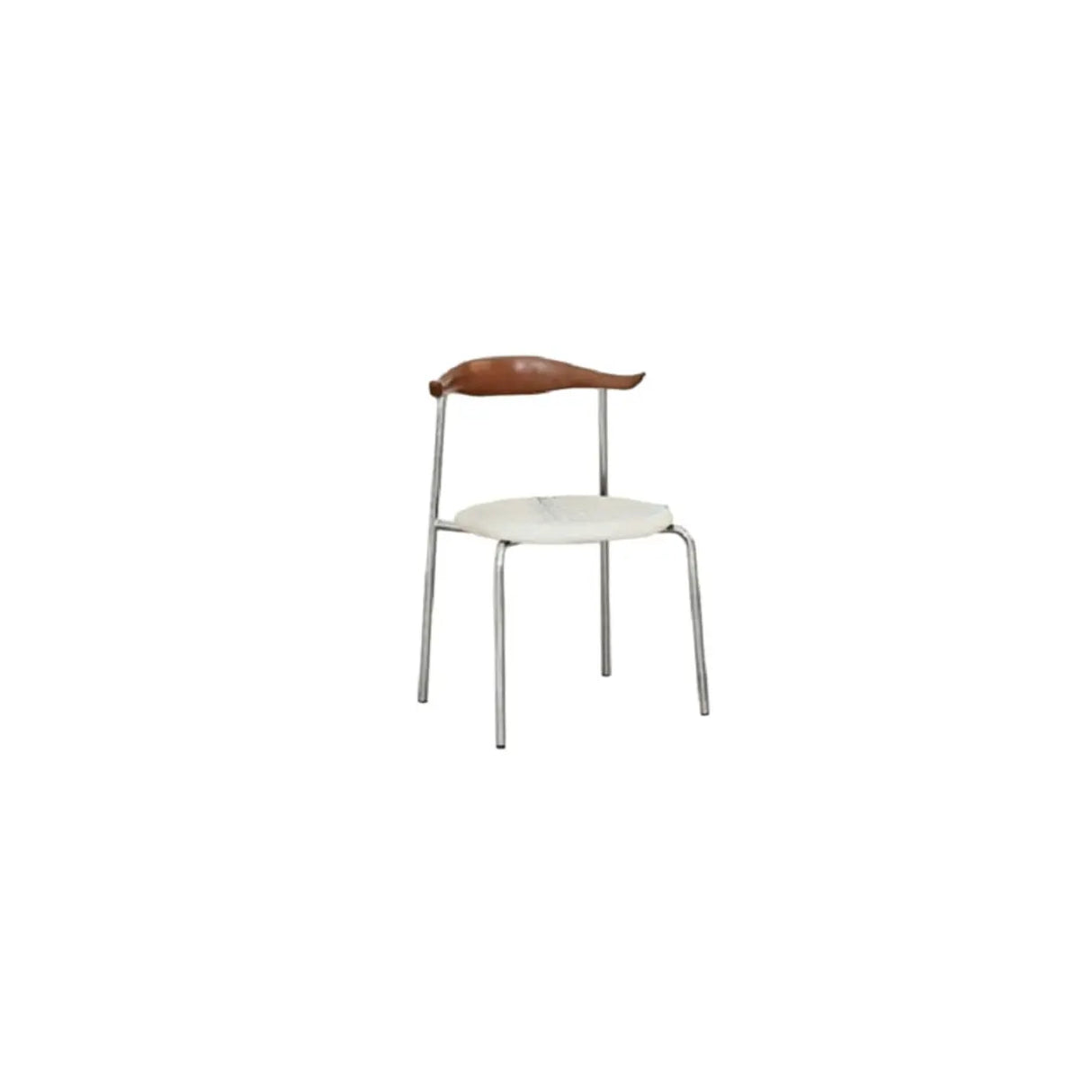 Open Low Back Faux Leather Steel Dining Side Chair Image - 22