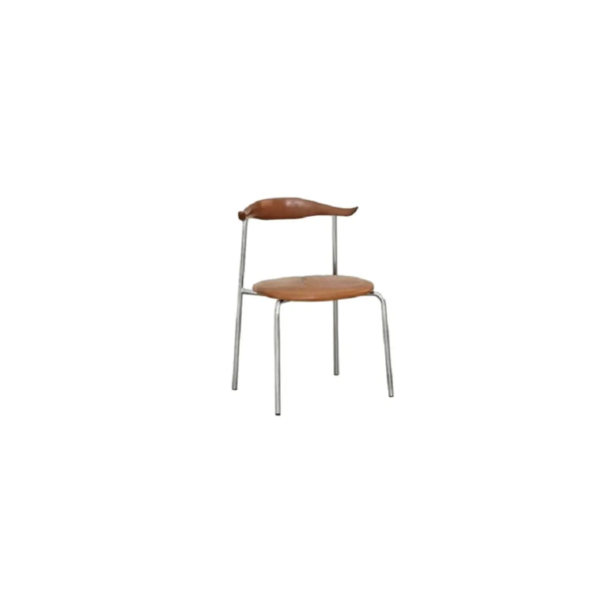 Open Low Back Faux Leather Steel Dining Side Chair Image - 23