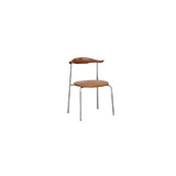 Open Low Back Faux Leather Steel Dining Side Chair Image - 23