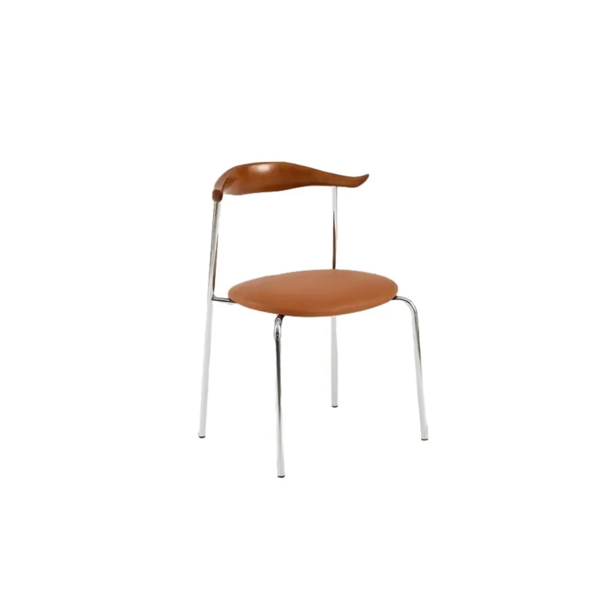 Open Low Back Faux Leather Steel Dining Side Chair Image - 24