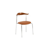 Open Low Back Faux Leather Steel Dining Side Chair Image - 24