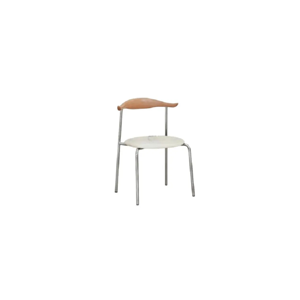 Open Low Back Faux Leather Steel Dining Side Chair Image - 28