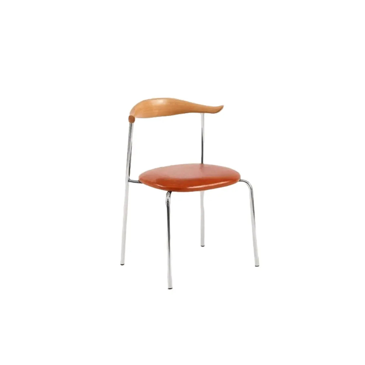 Open Low Back Faux Leather Steel Dining Side Chair Image - 31