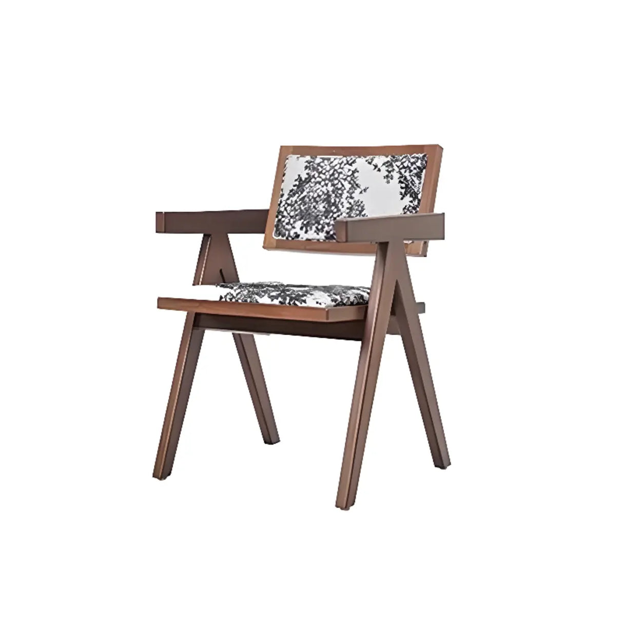 Open Pattern Back Cotton Arm Dining Chair Olive Green Image - 11