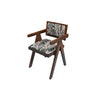 Open Pattern Back Cotton Arm Dining Chair Olive Green Image - 13