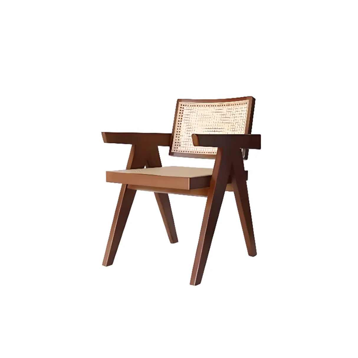 Open Pattern Back Cotton Arm Dining Chair Olive Green Image - 15
