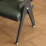 Open Pattern Back Cotton Arm Dining Chair Olive Green Image - 16