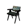 Open Pattern Back Cotton Arm Dining Chair Olive Green Image - 4