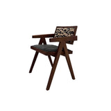 Open Pattern Back Cotton Arm Dining Chair Olive Green Image - 7