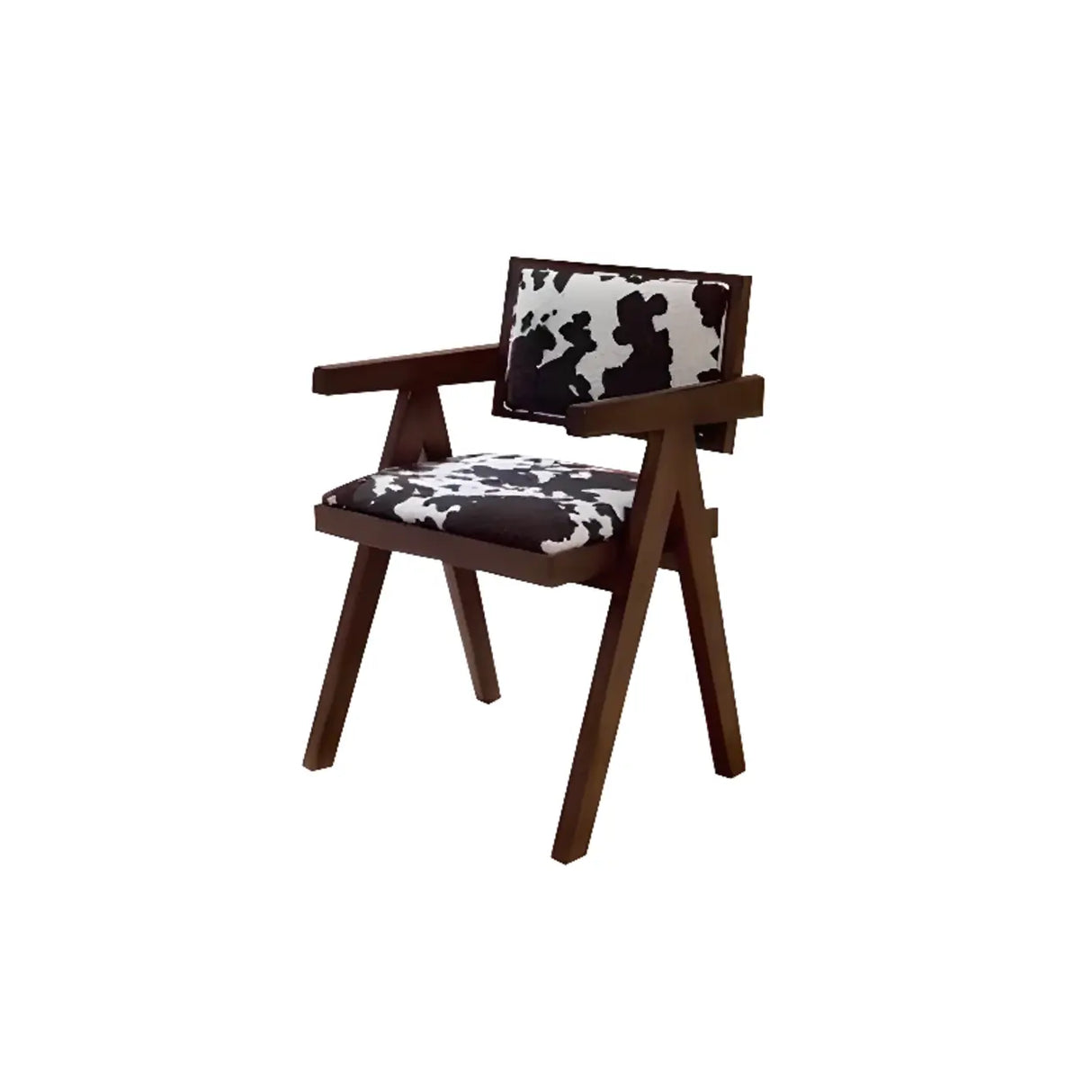 Open Pattern Back Cotton Arm Dining Chair Olive Green Image - 9