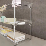 Open Simple Two-Tier Metal Glass Storage Bookshelf Image - 5