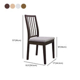 Open Slat Back Fabric Seat Wooden Dining Chair Brown #size